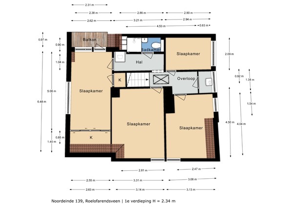 Floorplan - Noordeinde 139, 2371 CP Roelofarendsveen